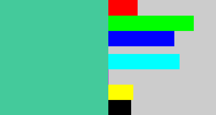 Hex color #44ca9b - greeny blue