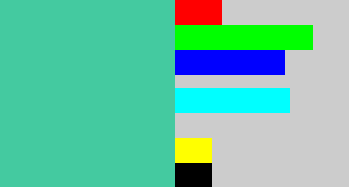Hex color #44caa0 - greeny blue