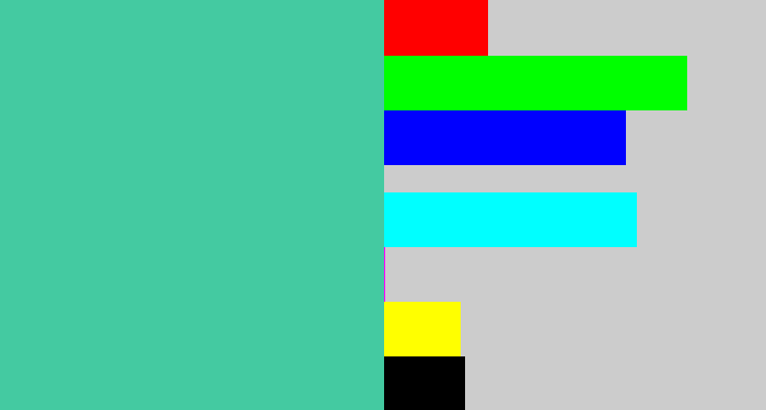 Hex color #44caa1 - greeny blue