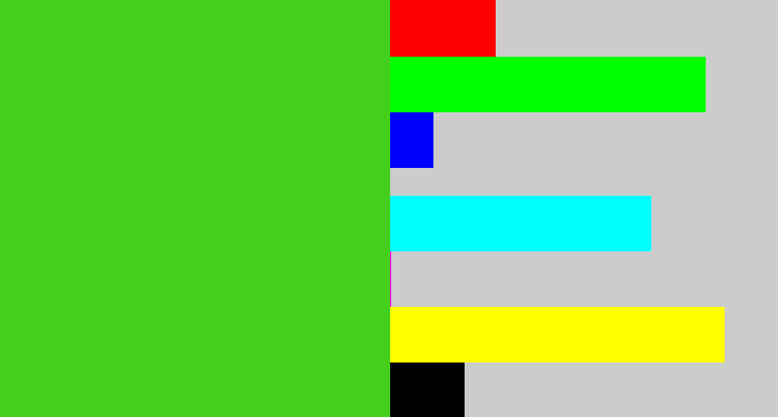 Hex color #44cf1c - green apple