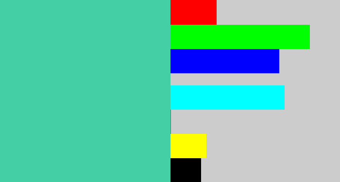 Hex color #44d0a4 - greeny blue