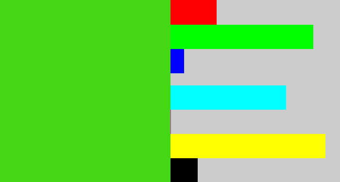 Hex color #44d714 - green apple