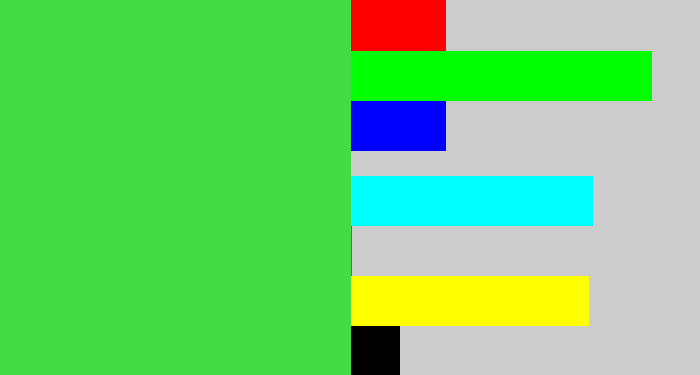 Hex color #44db46 - light neon green