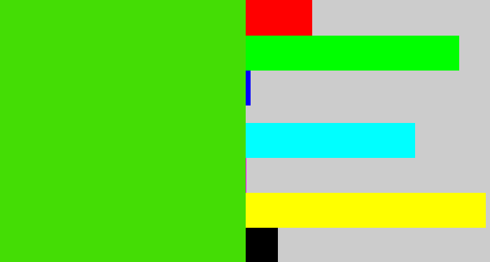 Hex color #44dd05 - vivid green