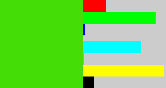Hex color #44dd06 - vivid green