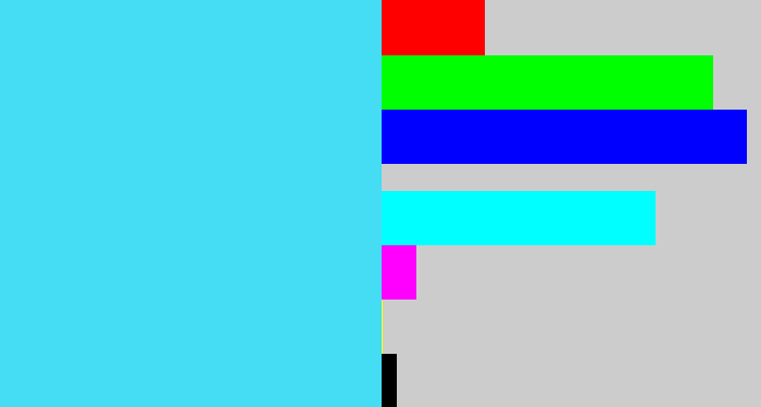 Hex color #44ddf4 - bright cyan