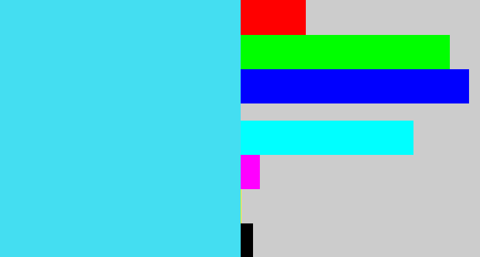 Hex color #44def1 - bright cyan