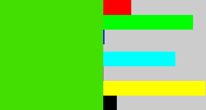 Hex color #44df02 - vivid green