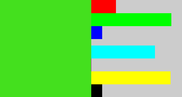 Hex color #44e01e - green apple