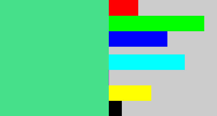 Hex color #44e18a - weird green