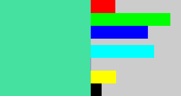 Hex color #44e1a1 - sea green