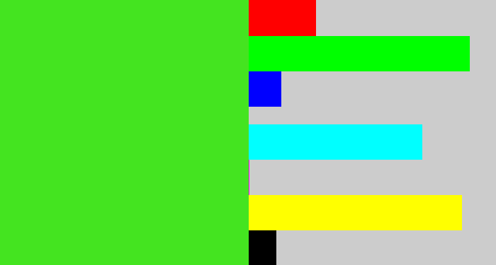 Hex color #44e420 - green apple