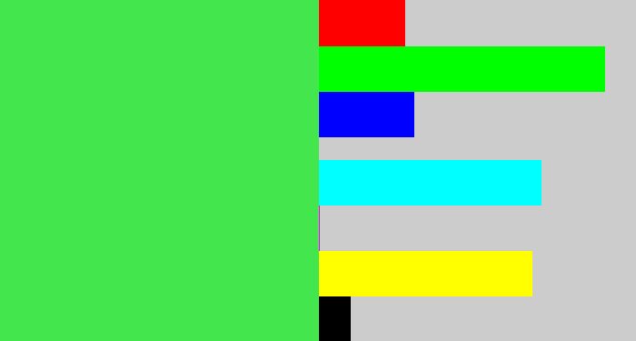 Hex color #44e64d - light neon green