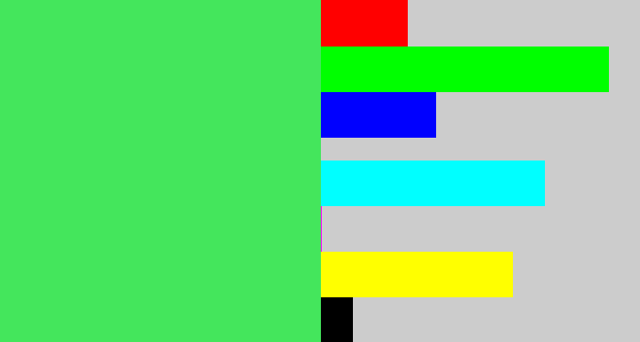 Hex color #44e65c - light neon green