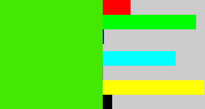 Hex color #44e802 - vivid green