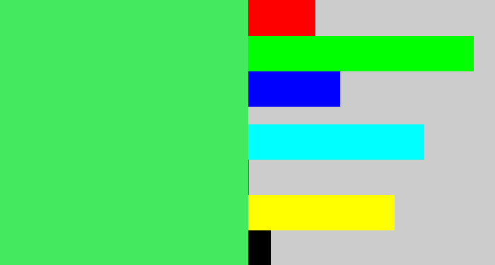 Hex color #44e95f - light neon green