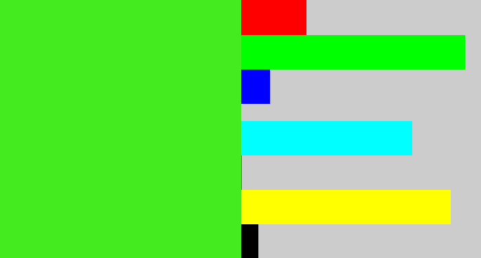 Hex color #44ec1f - poison green