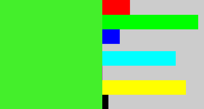 Hex color #44ef2b - poison green