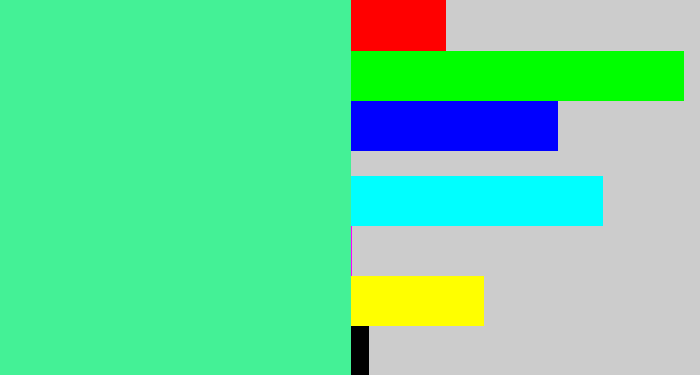 Hex color #44f196 - sea green