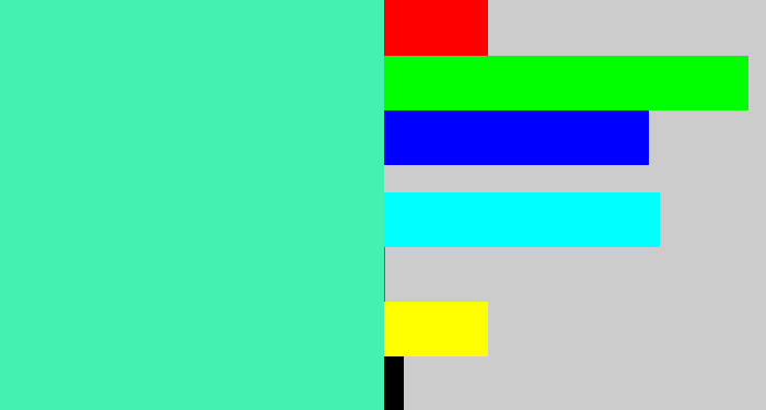 Hex color #44f1b1 - sea green