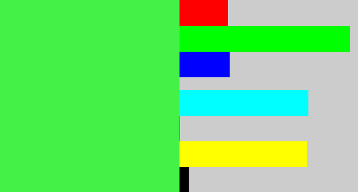 Hex color #44f247 - light neon green
