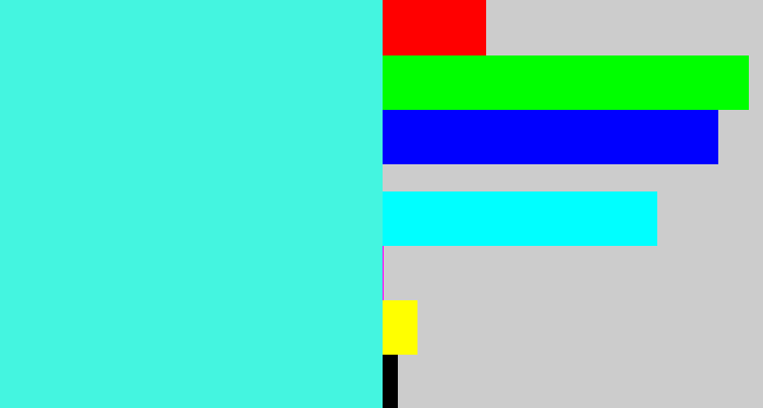 Hex color #44f5e0 - bright cyan