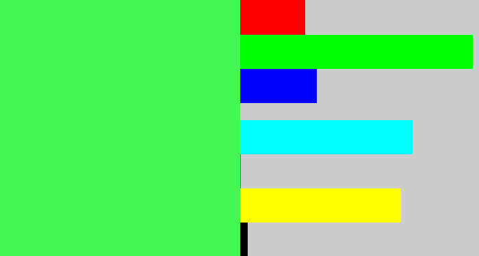 Hex color #44f751 - light neon green
