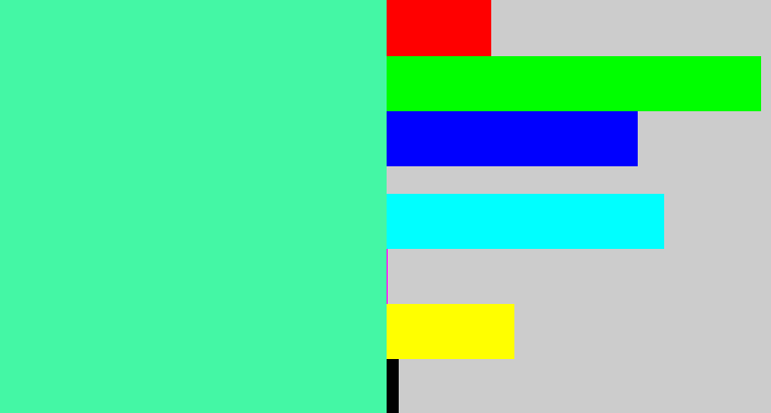 Hex color #44f7a5 - sea green