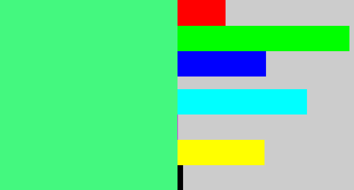 Hex color #44f87f - weird green