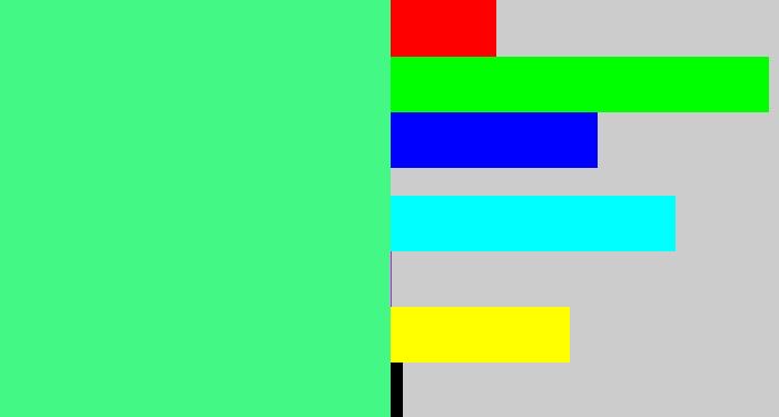 Hex color #44f886 - weird green