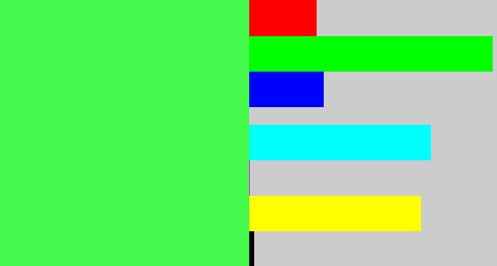 Hex color #44f94c - light neon green