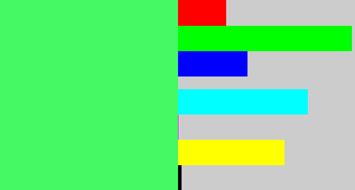 Hex color #44f964 - light bright green