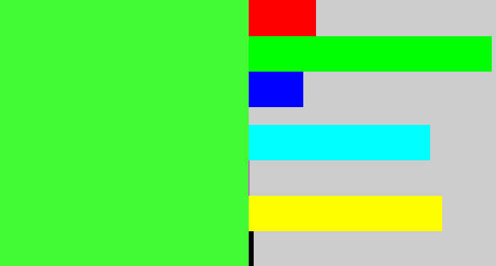 Hex color #44fa37 - light neon green
