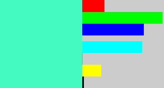 Hex color #44fac0 - greenish cyan