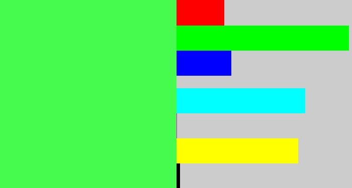 Hex color #44fb4e - light neon green