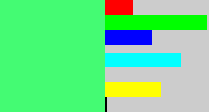 Hex color #44fb73 - weird green