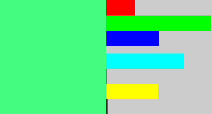 Hex color #44fc80 - weird green
