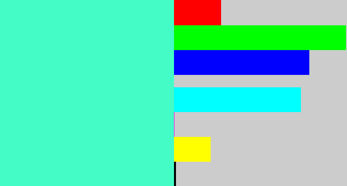 Hex color #44fcc6 - greenish cyan