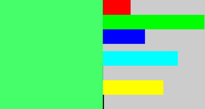 Hex color #44fd68 - light bright green