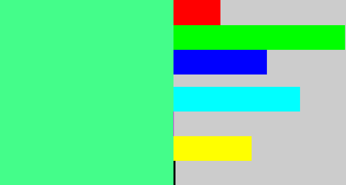 Hex color #44fd8a - sea green