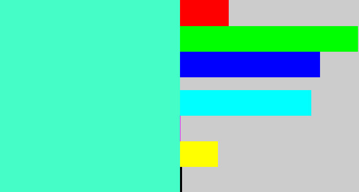 Hex color #44fdc7 - greenish cyan