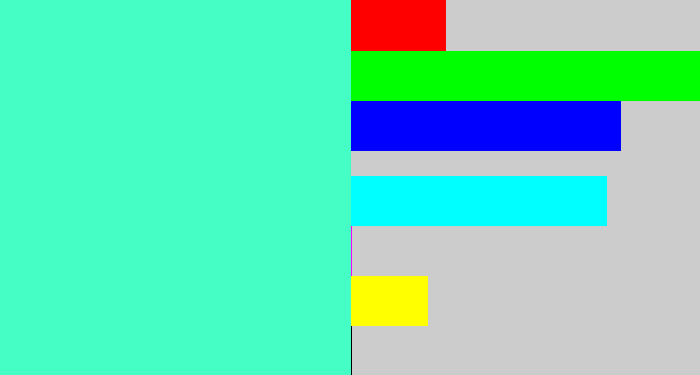 Hex color #44fec5 - greenish cyan