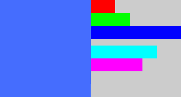 Hex color #456dfe - lightish blue