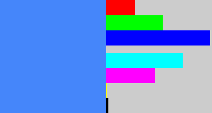 Hex color #4586fa - dodger blue