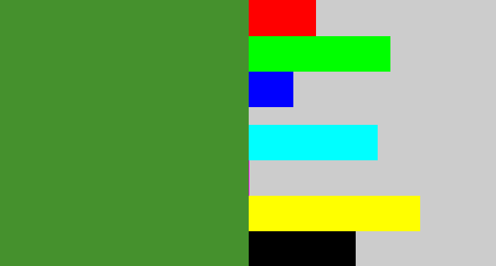 Hex color #45912d - fern green