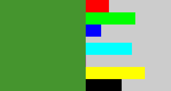 Hex color #45952e - fern green