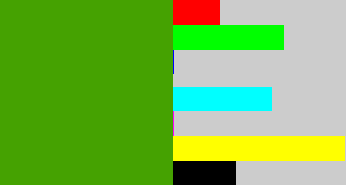 Hex color #45a201 - grassy green