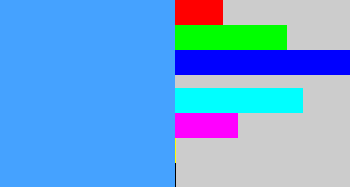 Hex color #45a2ff - dodger blue