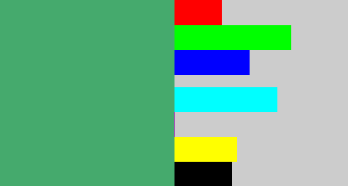 Hex color #45aa6d - greenish