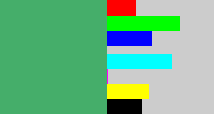 Hex color #45ae6a - greenish
